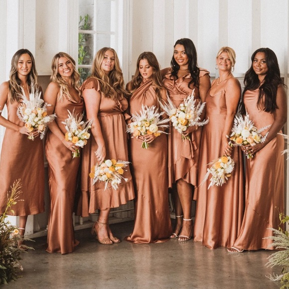 Show Me Your Mumu Faith Maxi Dress in Copper Luxe Satin - Picture 4 of 14